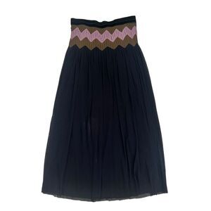 Jean Paul Gaultier Zigzag Stretch Mesh Maxi Long‎ Skirt Size Small Boho Vibe
